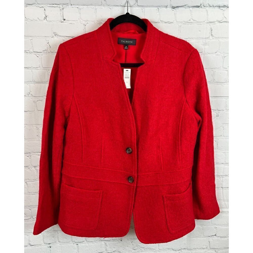 TALBOTS red wool blend lined blazer jacket coat 16 NWT